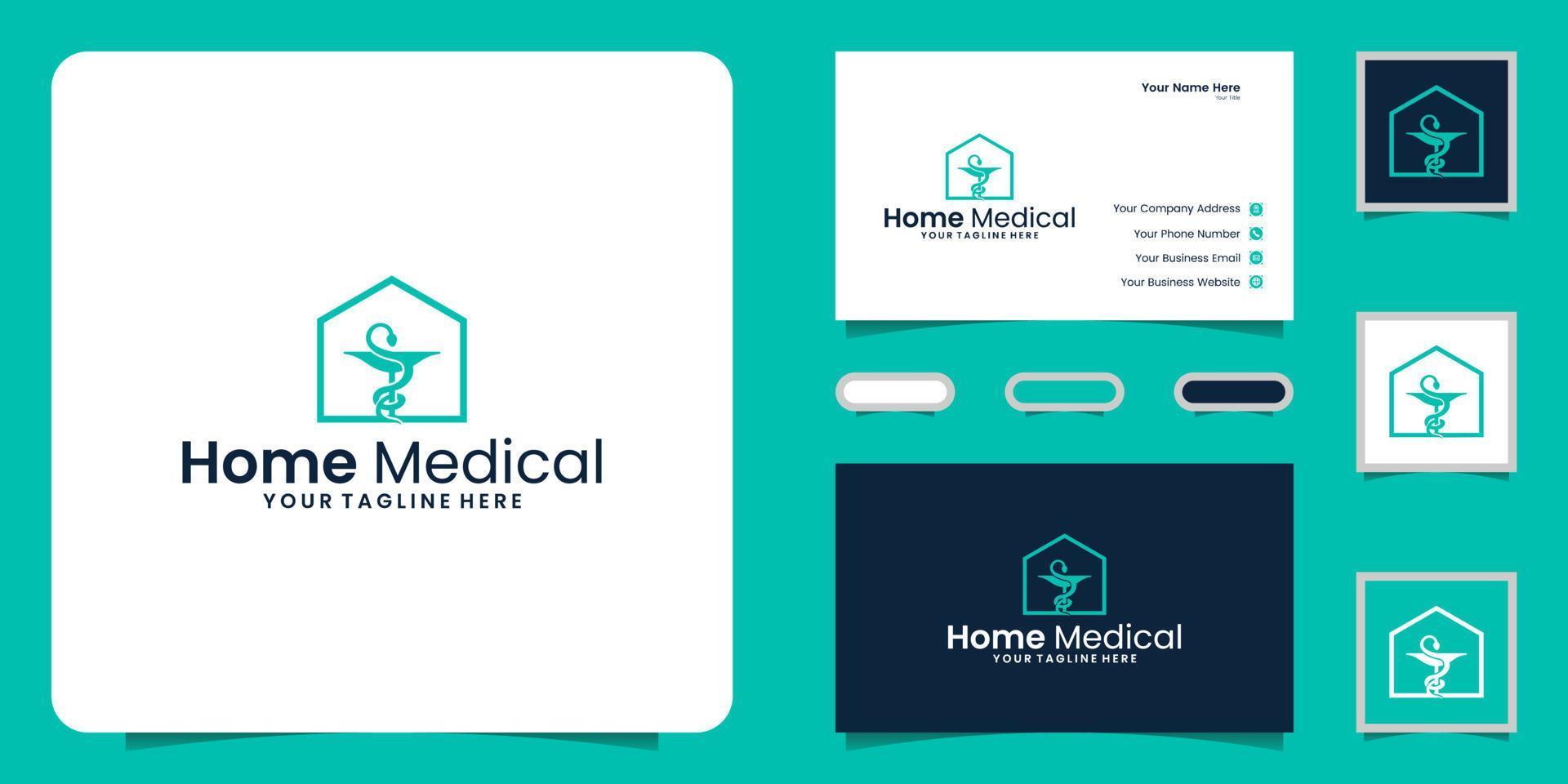 health care home logo design and business card inspiration vector