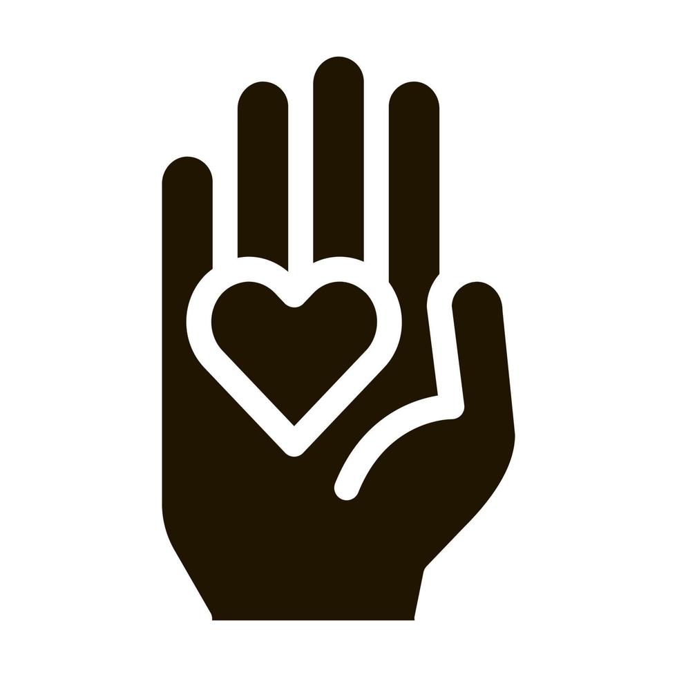 heart on palm icon Vector Glyph Illustration