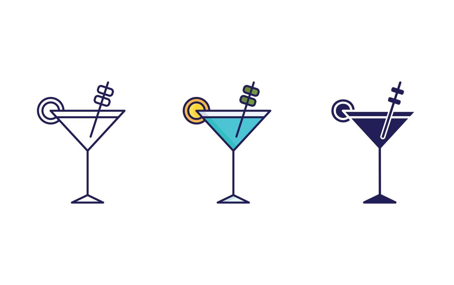 Cocktail glass icon vector