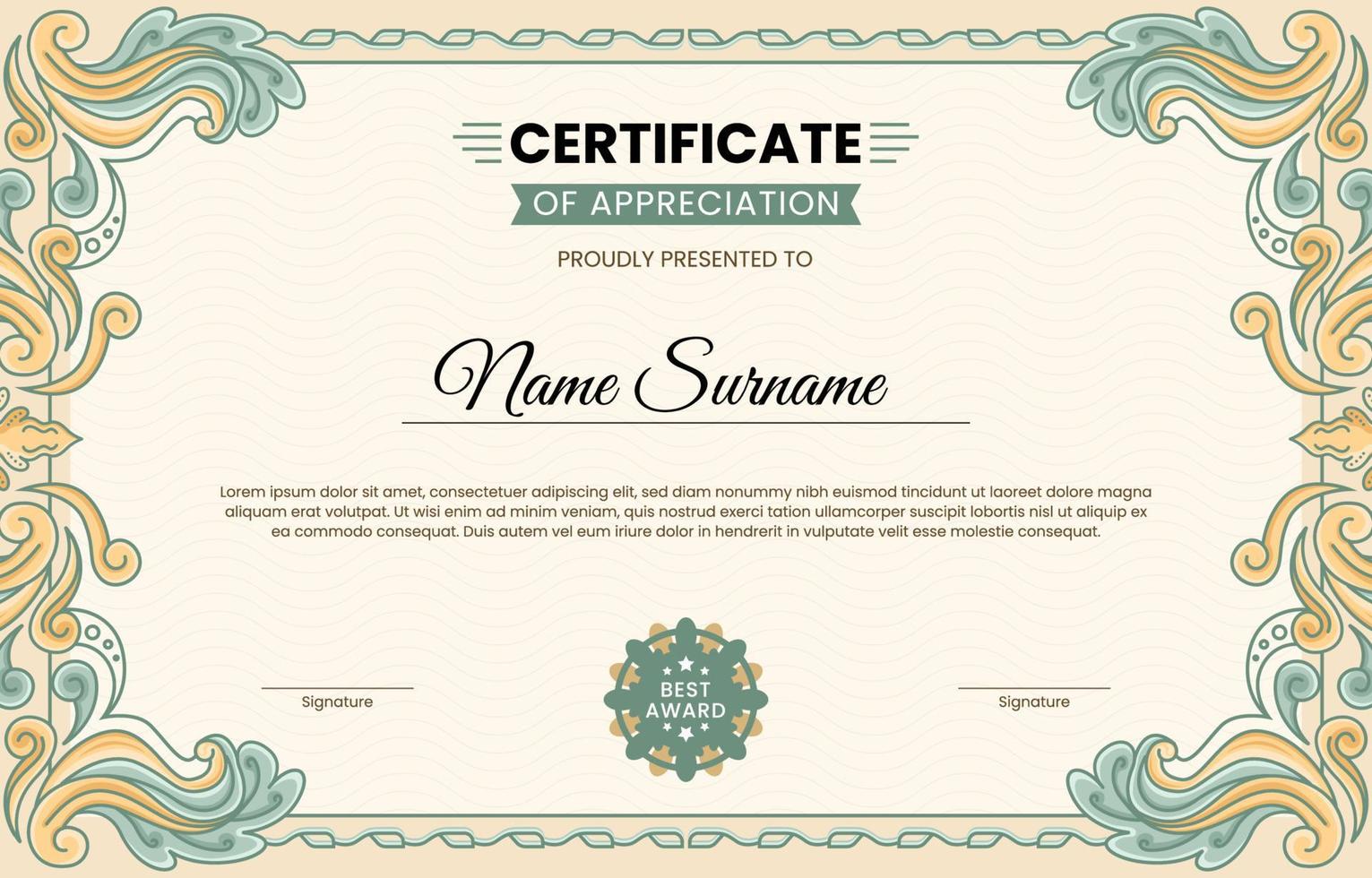 Classic Victorian Certificate Template vector