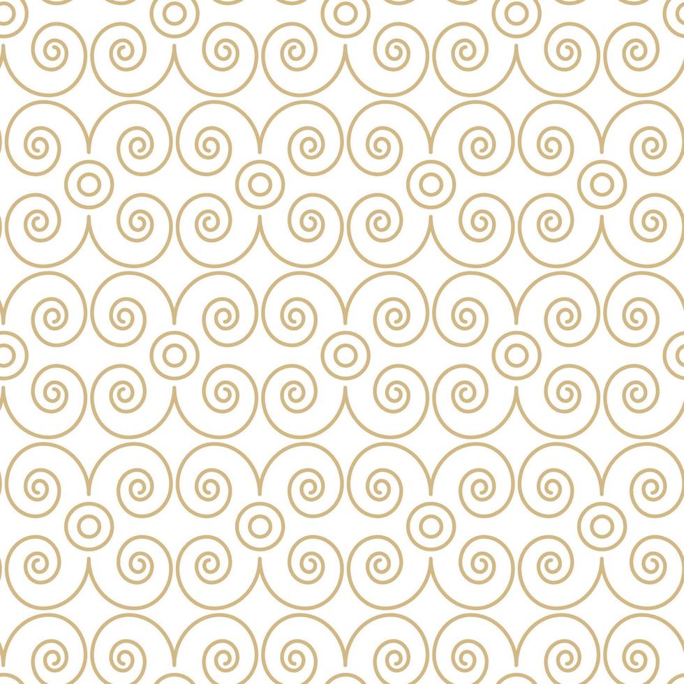 Modern vector seamless illustration. Linear gold pattern on a white background. Ornamental pattern for leaflets, printing, wallpaper, backgrounds