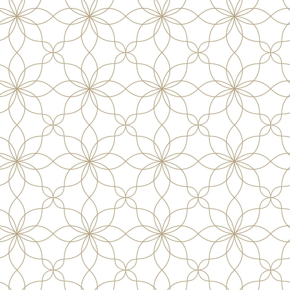 Modern vector seamless illustration. Linear gold pattern on a white background. Ornamental pattern for leaflets, printing, wallpaper, backgrounds
