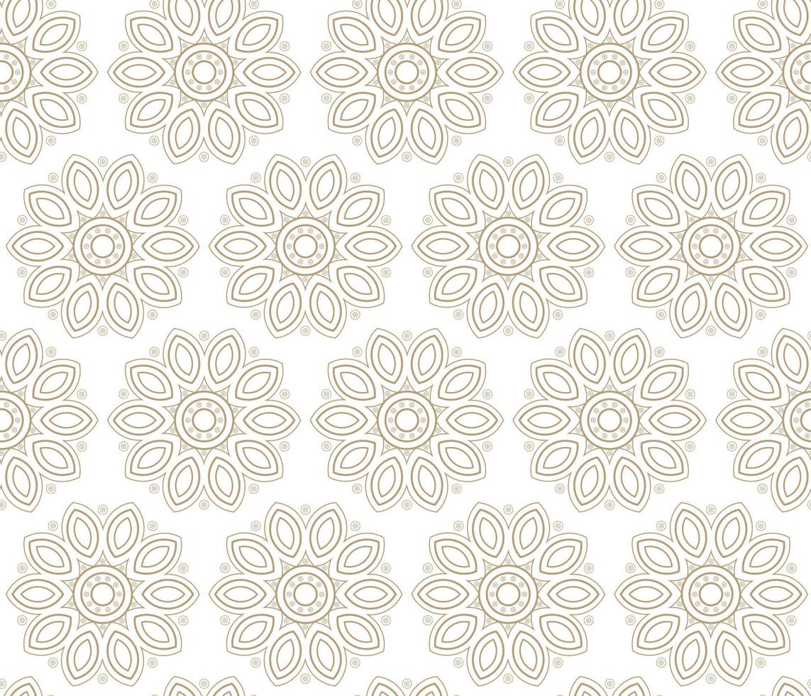 Modern vector seamless illustration. Linear gold pattern on a white background. Ornamental pattern for leaflets, printing, wallpaper, backgrounds