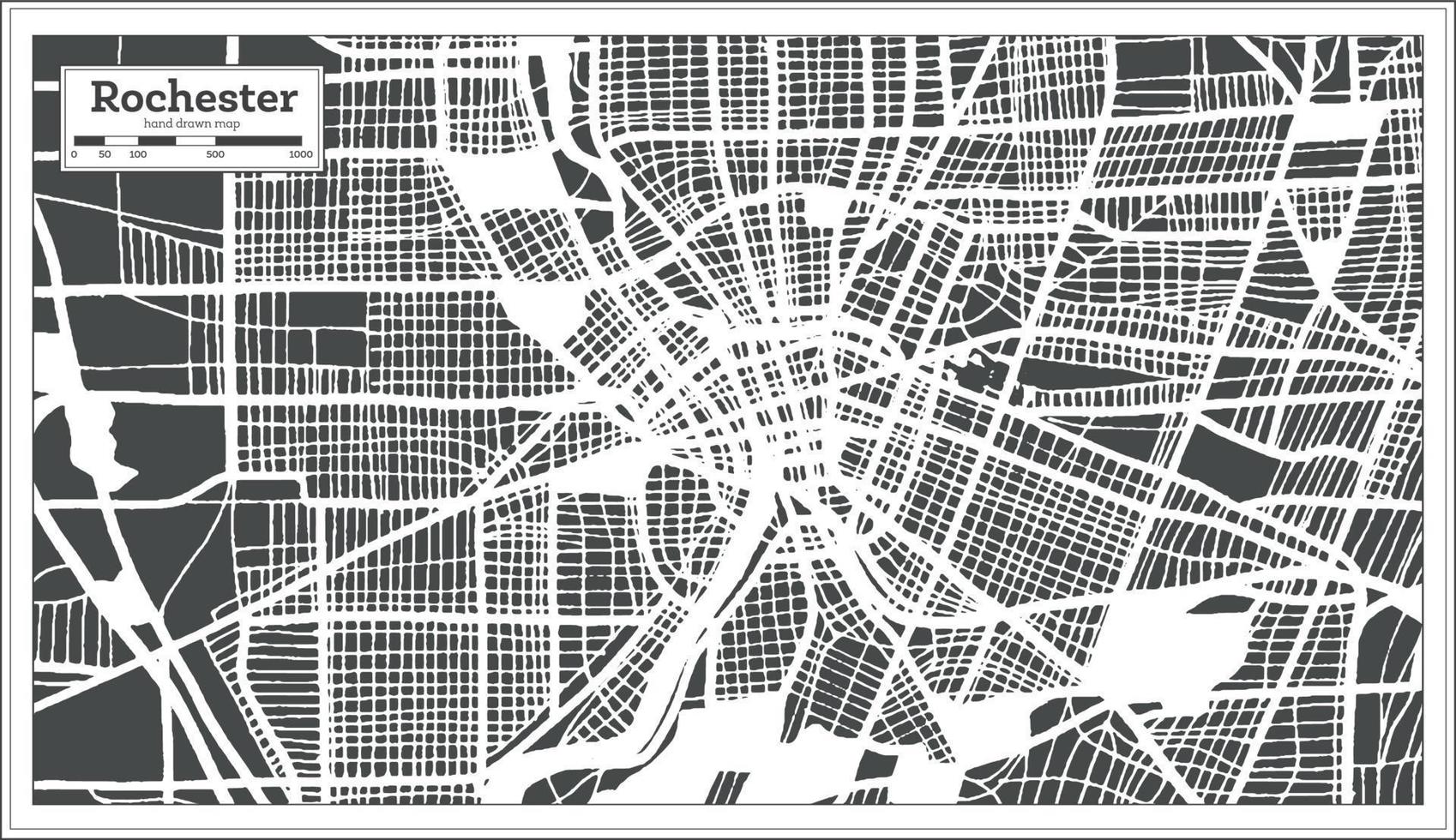 mapa de la ciudad de rochester usa en estilo retro. esquema del mapa. vector