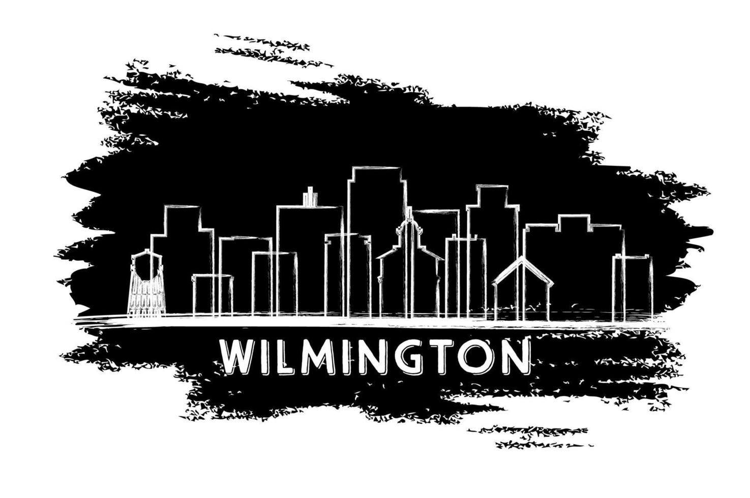 Wilmington Delaware City Skyline Silhouette. Hand Drawn Sketch. vector