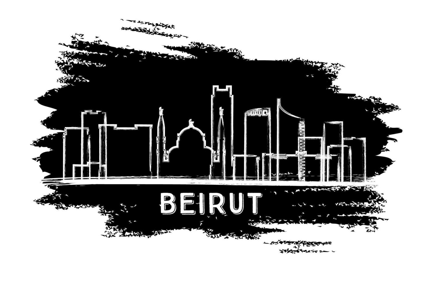 Beirut Lebanon City Skyline Silhouette. Hand Drawn Sketch. vector