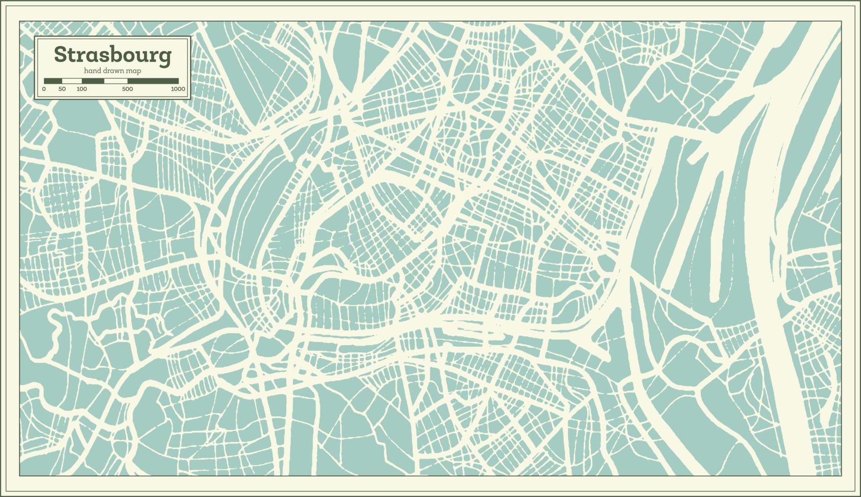 Strasbourg France City Map in Retro Style. Outline Map. Vector Illustration.