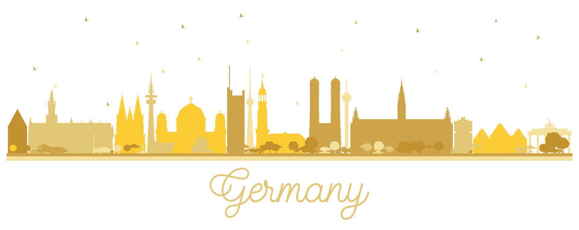 Germany City Skyline Silhouette with Golden Buildings. vector