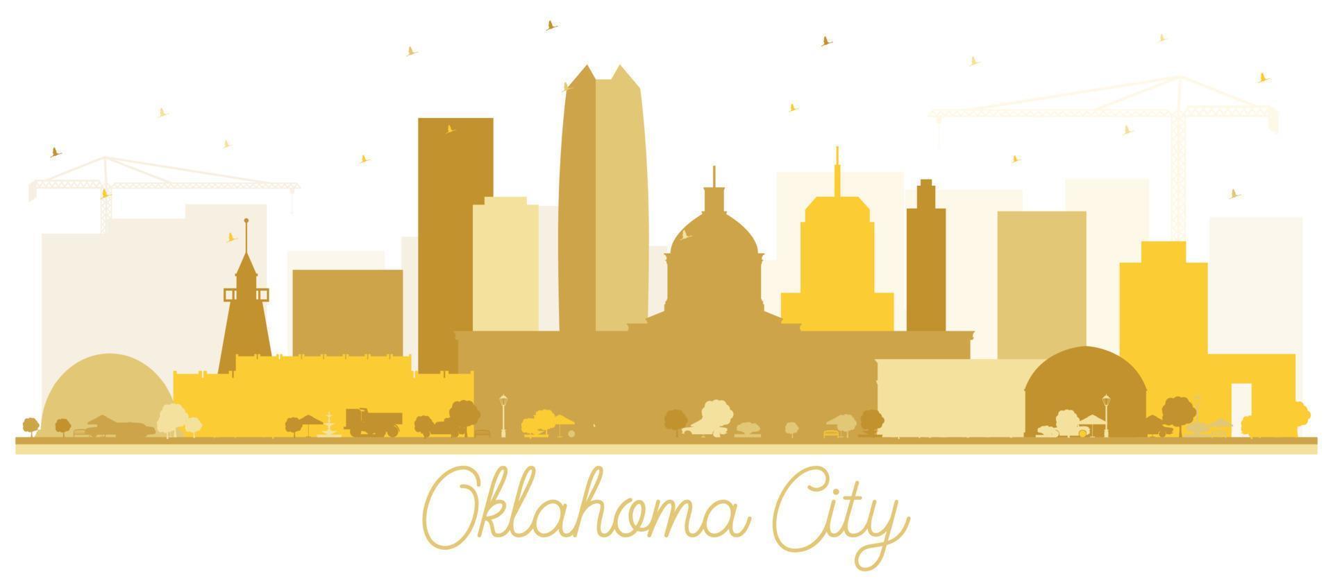 silueta del horizonte de la ciudad de oklahoma con edificios dorados aislados en blanco. vector