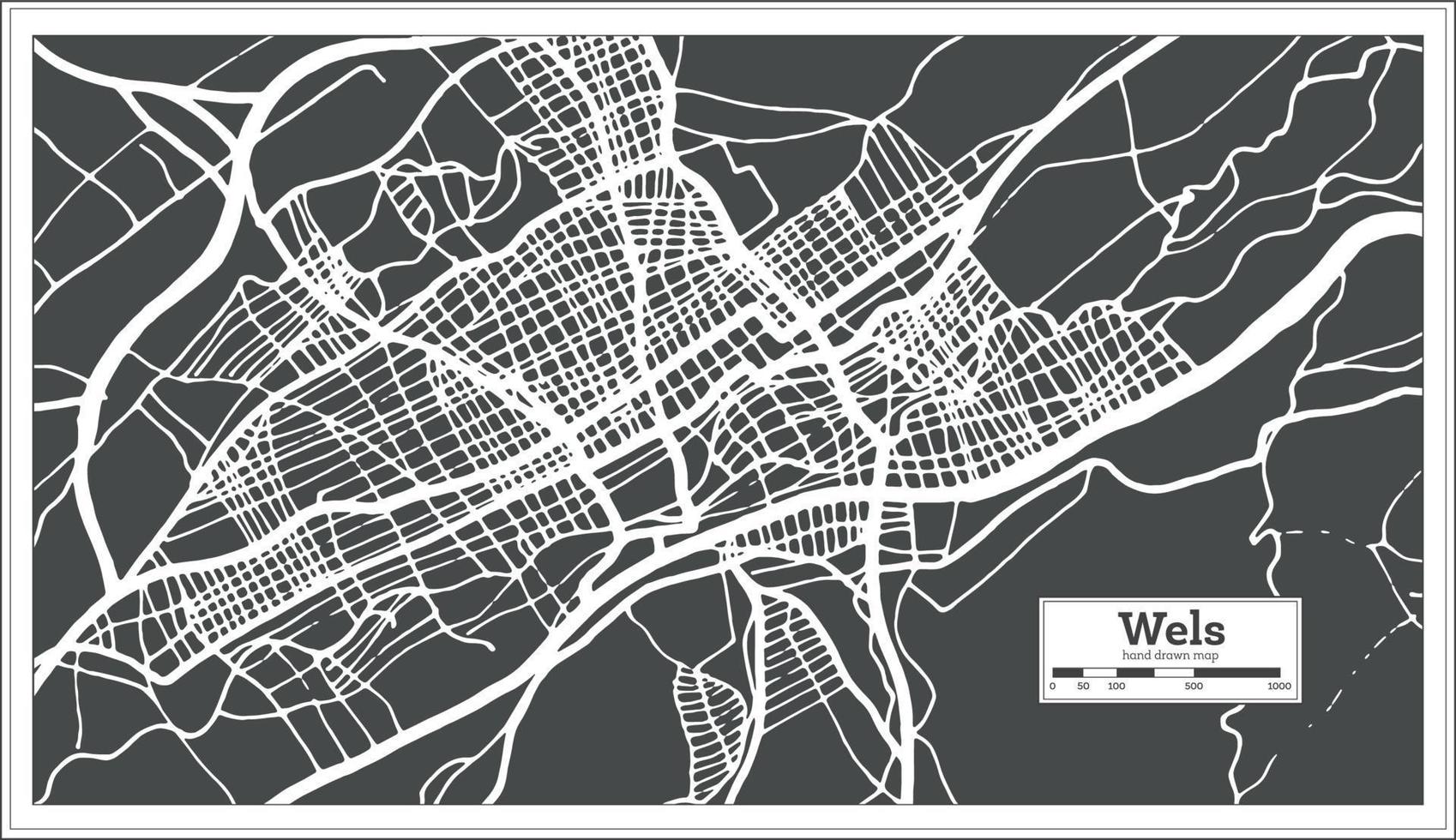 Wels Austria City Map in Retro Style. Outline Map. vector