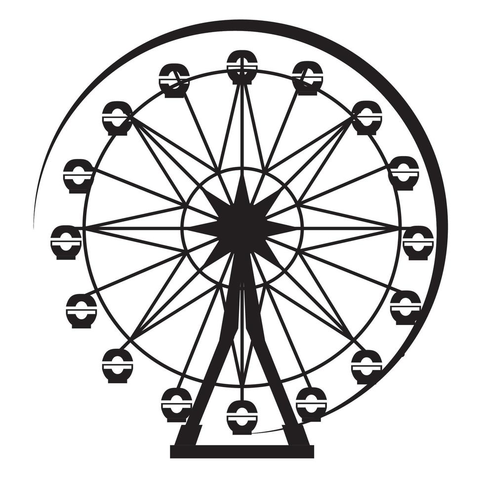 Ferris Wheel Silhouette from Amusement Park. vector