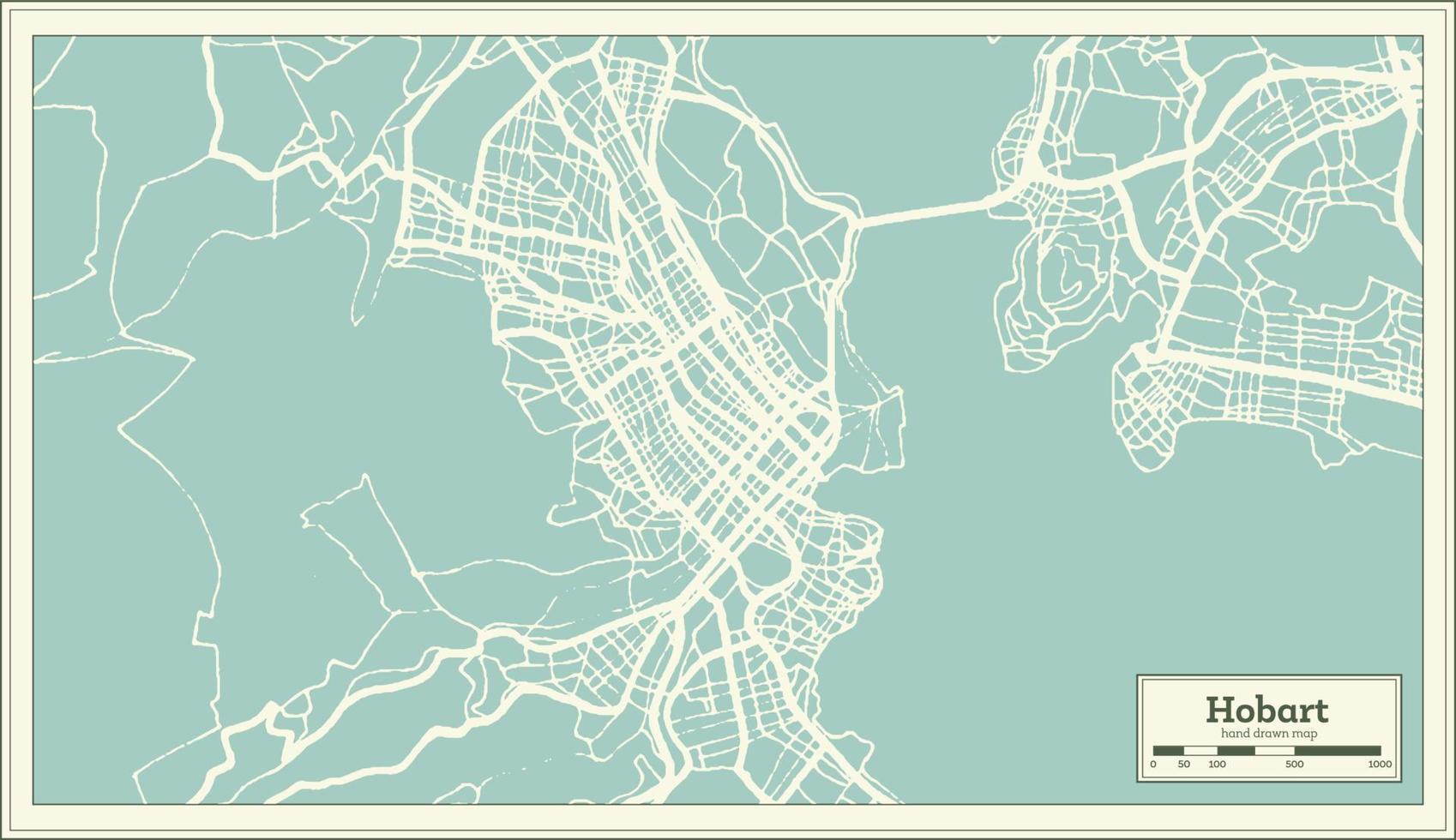 Hobart Australia City Map in Retro Style. Outline Map. vector