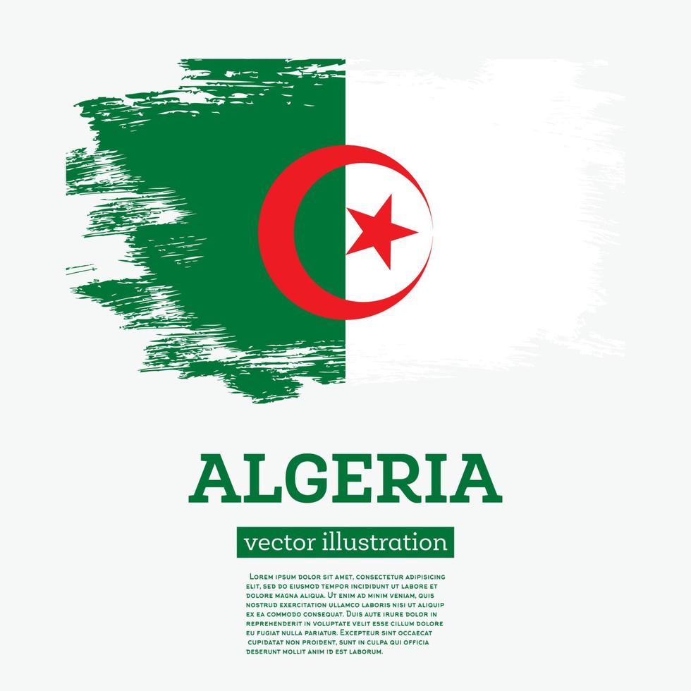 Algeria Flag with Brush Strokes. Independence Day. vector