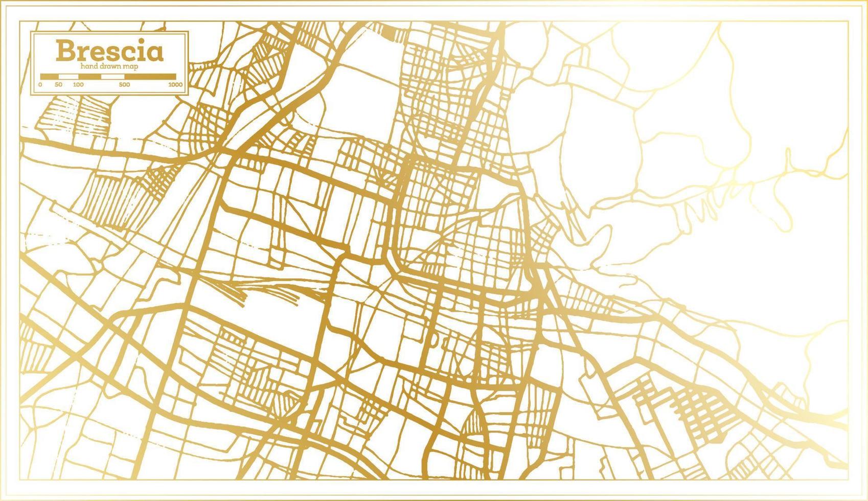 Brescia Italy City Map in Retro Style in Golden Color. Outline Map. vector