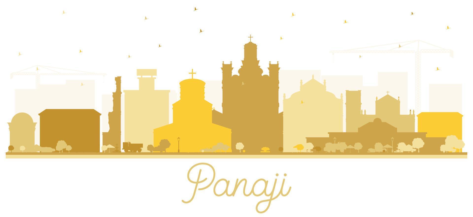 Panaji India City Skyline Silhouette with Golden Buildings Isolated on White. vector