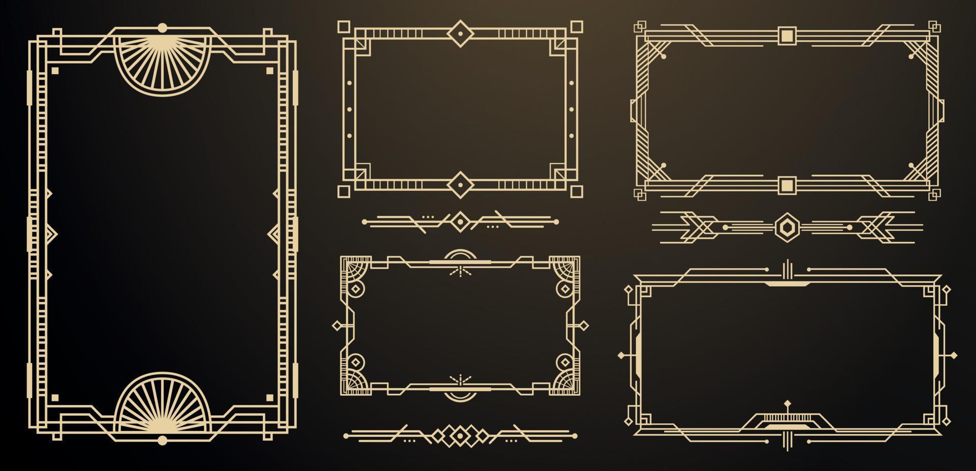 Set of Art Deco Frames and Borders. Decorative Elements. vector