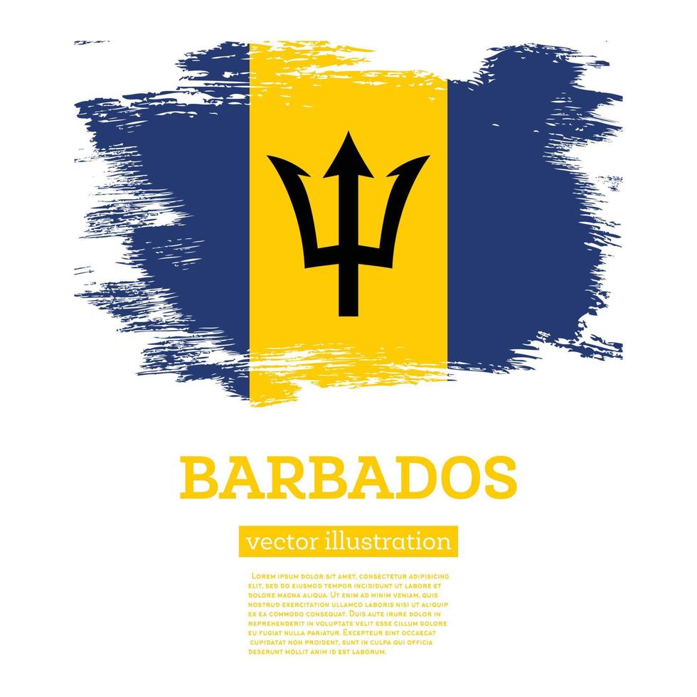 bandera de barbados con pinceladas. día de la Independencia. vector