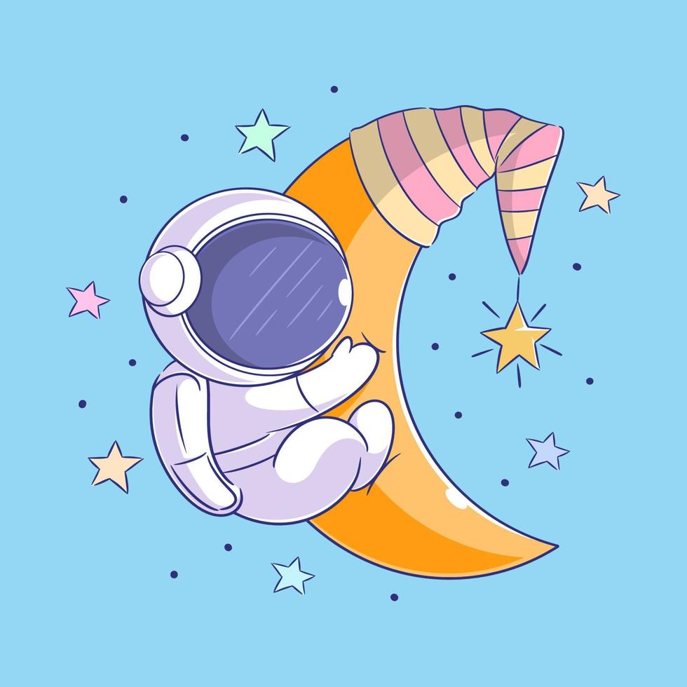 Astronauts are on the moon sleeping vector