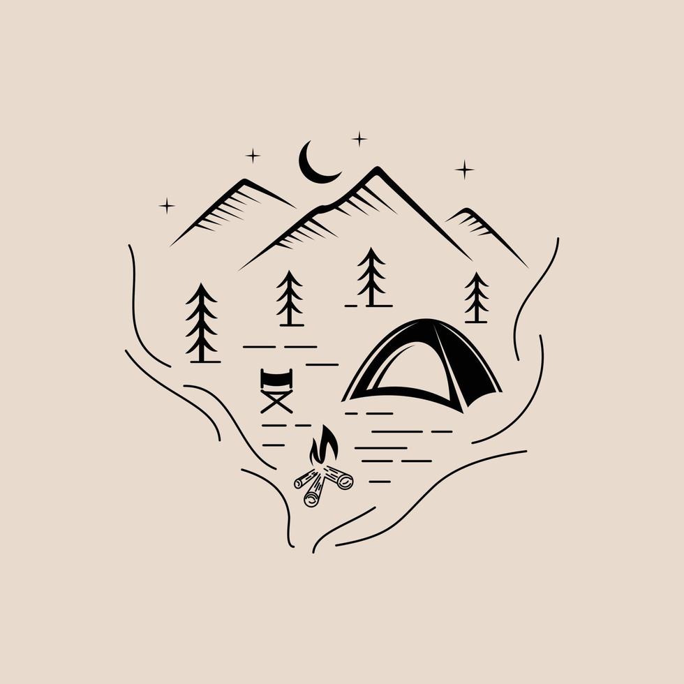 vector de diseño vintage de campamento, inspiración de logotipo de aventura, diseño de logotipo de bosque