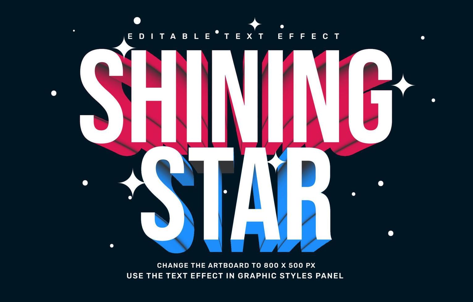 Shining star editable text effect template vector