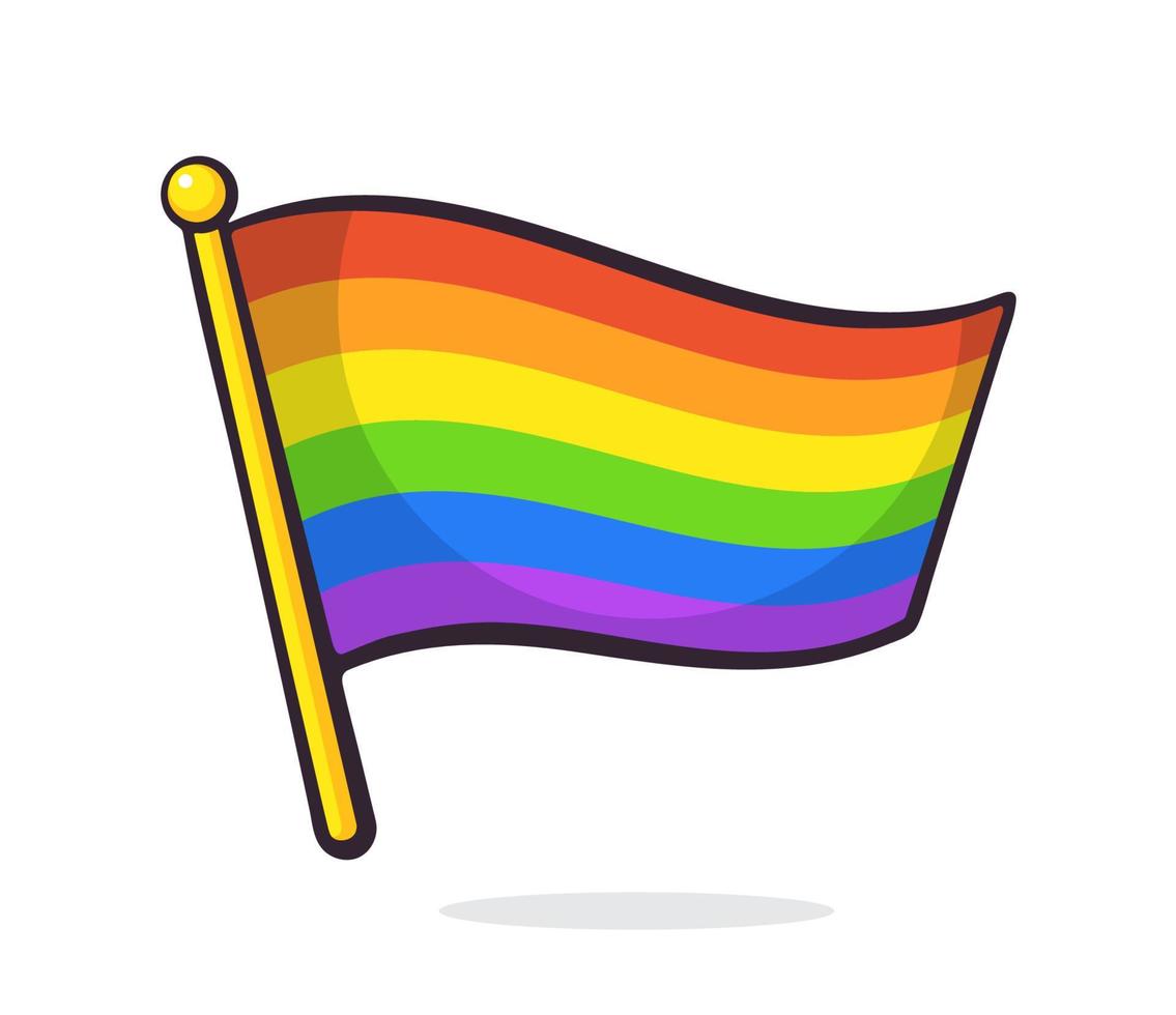 Cartoon illustration of LGBT community rainbow flag vector