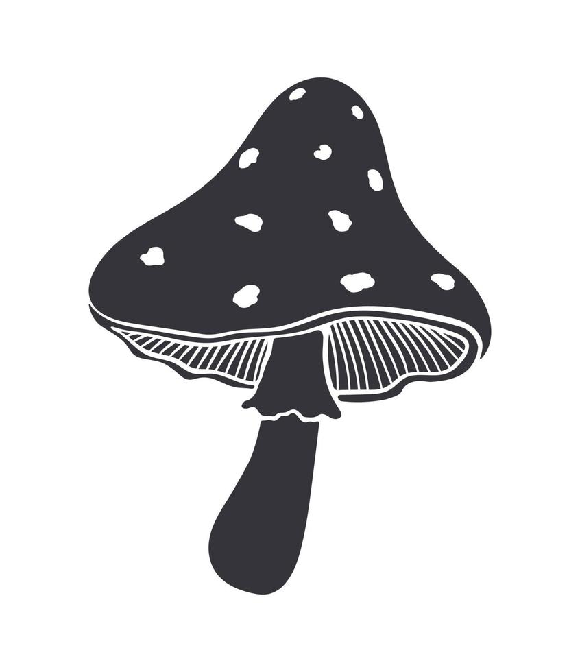 Silhouette icon of amanita mushroom vector
