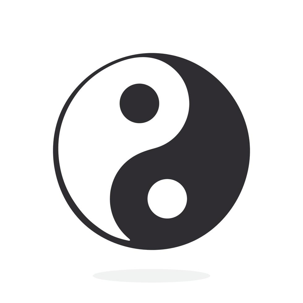 Silhouette icon of Yin and Yang symbol of harmony and balance vector