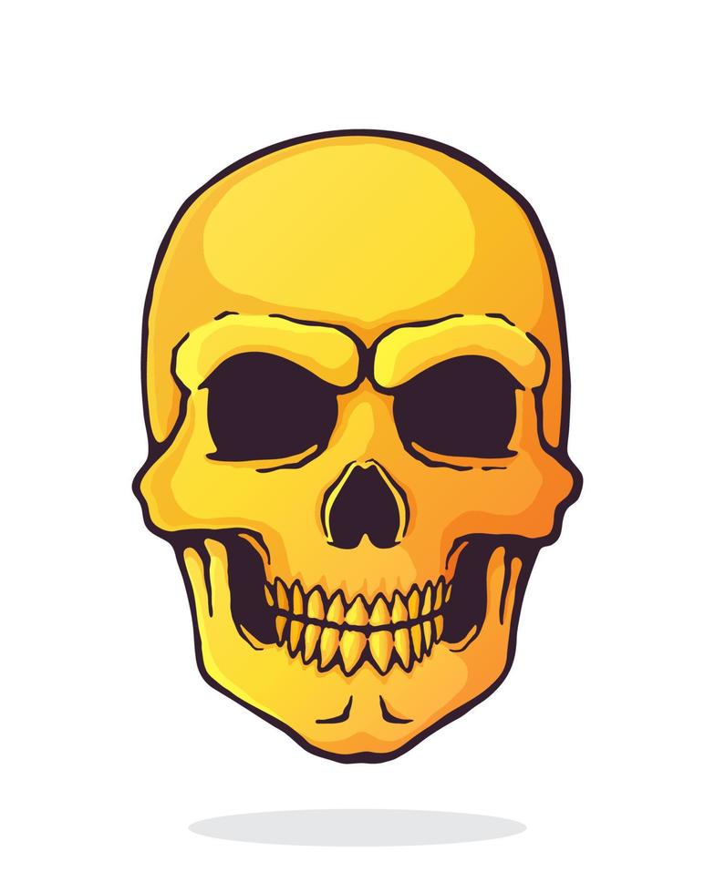 Cartoon illustration of human skull with a terrible smile vector