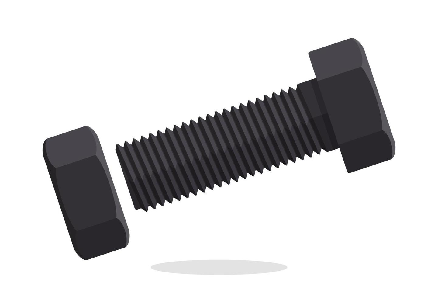 Bolt with fastening nut in flat design vector