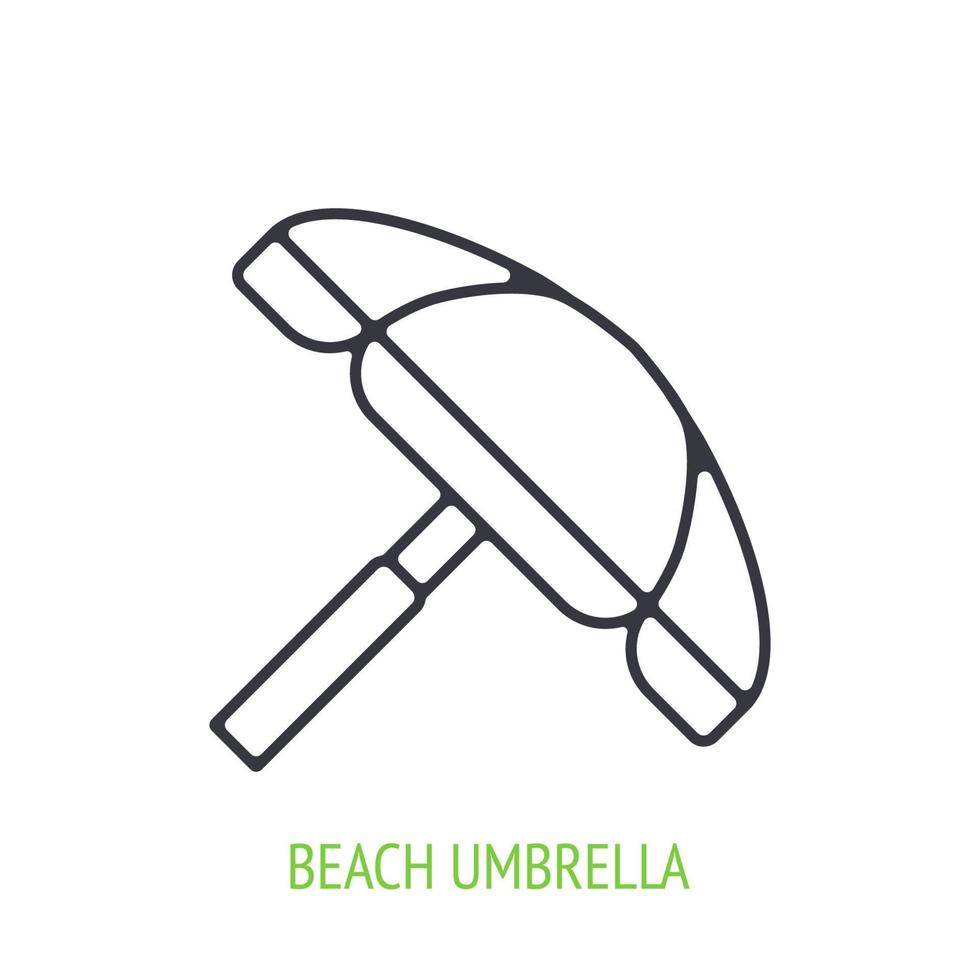 Beach umbrella outline icon vector