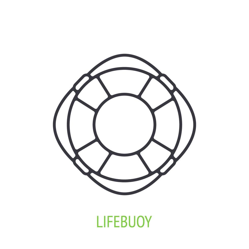 Beach lifebuoy outline icon vector