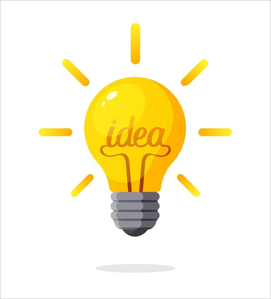 Light bulb with the word of idea and shine vector