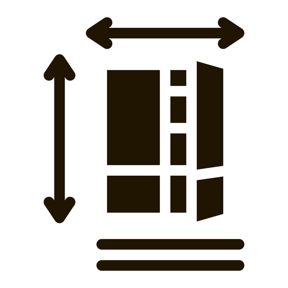 ilustración de glifo de vector de icono de tamaño de gabinete