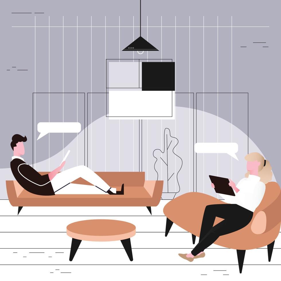 Employee activity in the office. Brainstorm and discussion with team concept vector illustration