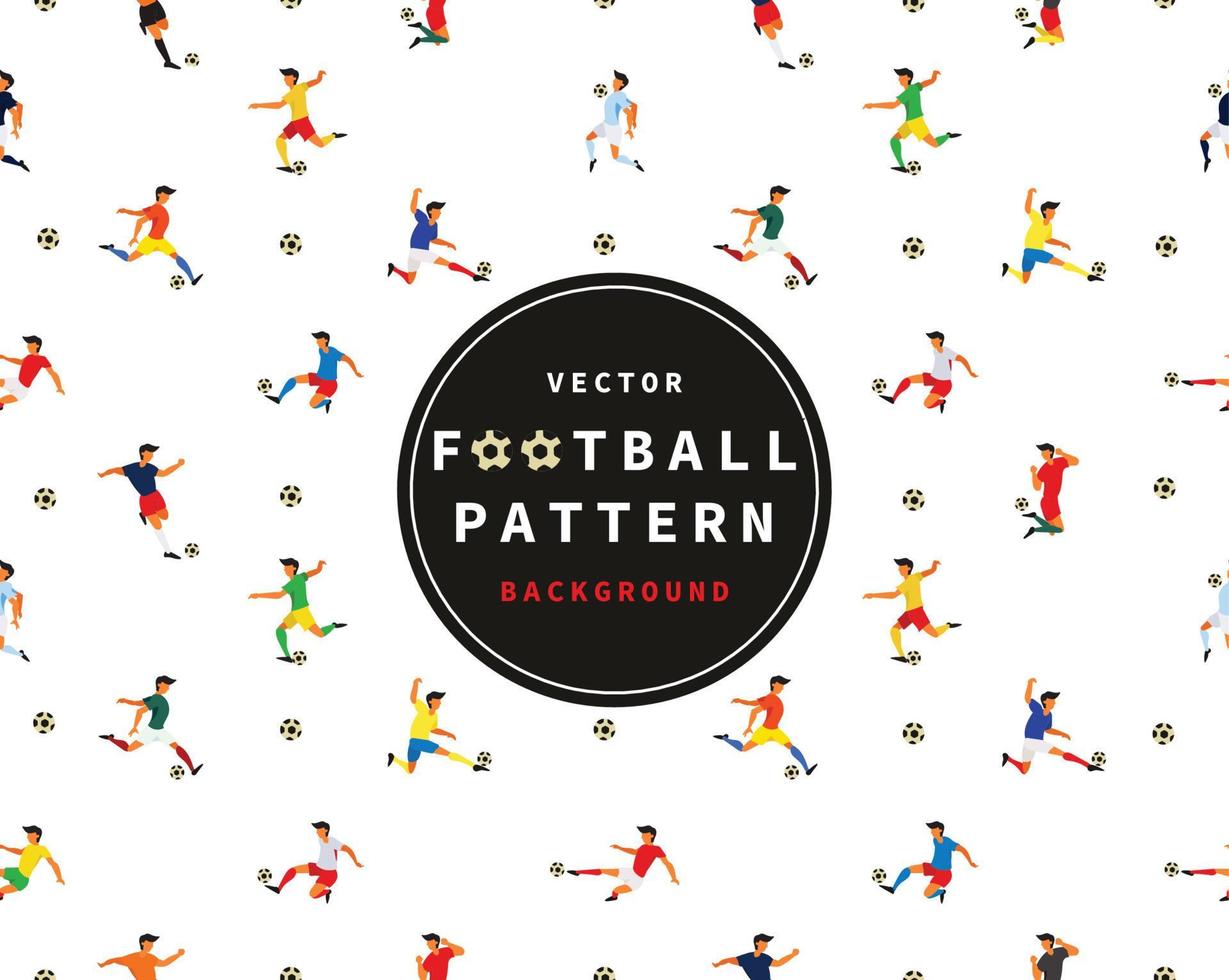 Soccer or football players playing with balls sport on a white backgrounds seamless pattern vector illustration.