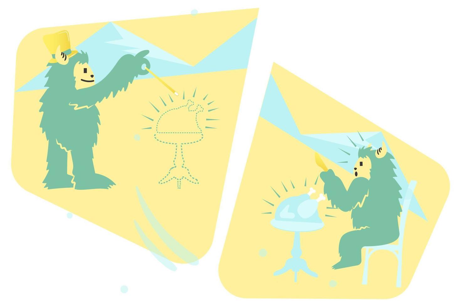 Cartoon Yeti Doing Magic vector