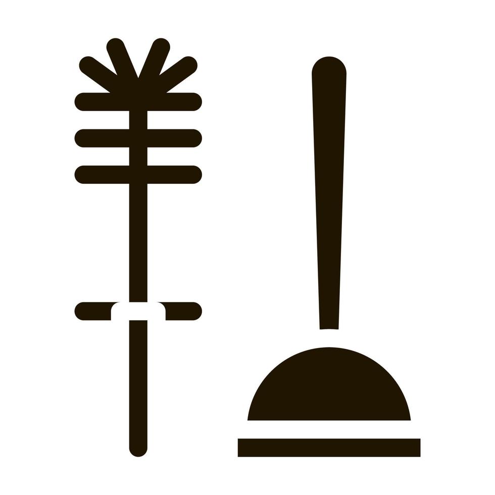 émbolo de taza y cepillo icono vector glifo ilustración