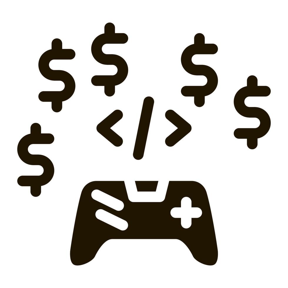 game coding and sell icon Vector Glyph Illustration