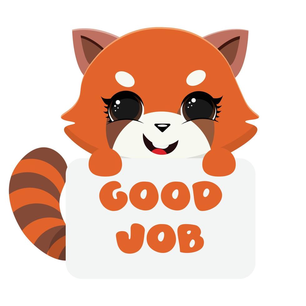 Cute Red Panda Vector Icon Illustration. Animal Icon Concept Isolated Premium Vector. Flat Cartoon Style