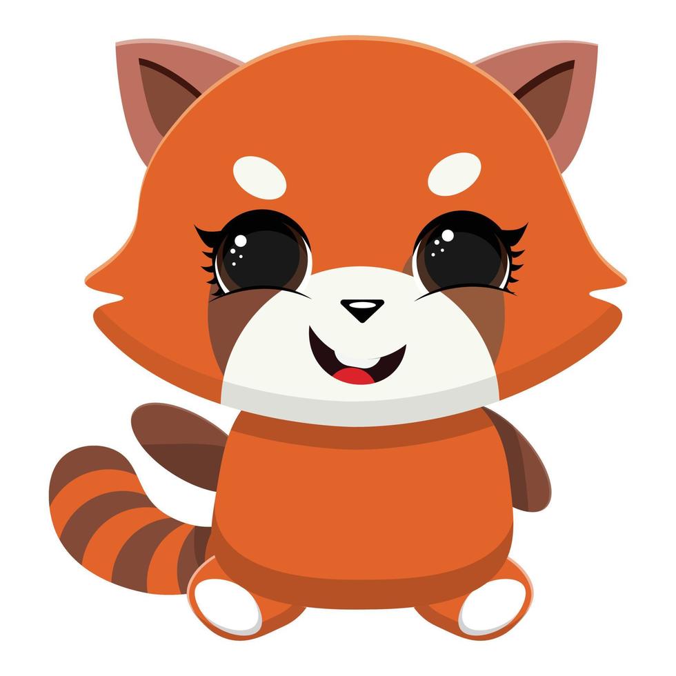 Cute Red Panda Vector Icon Illustration. Animal Icon Concept Isolated Premium Vector. Flat Cartoon Style