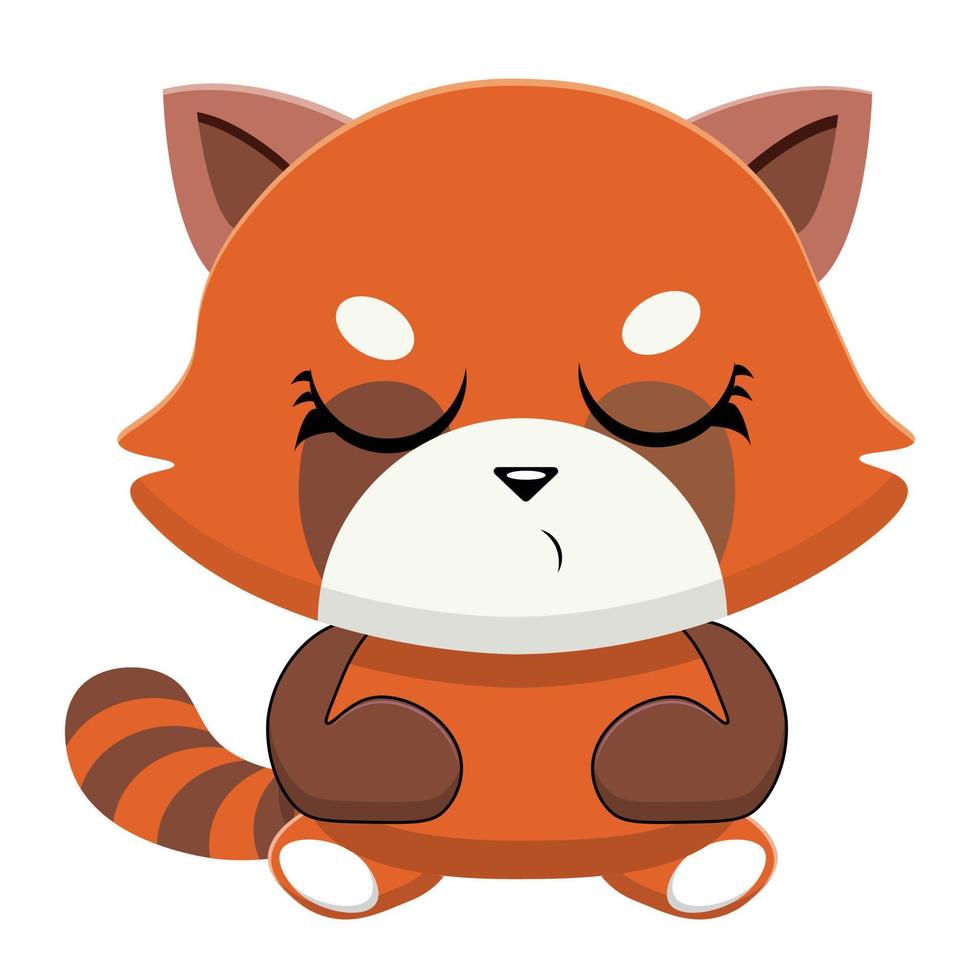 Cute Red Panda Vector Icon Illustration. Animal Icon Concept Isolated Premium Vector. Flat Cartoon Style