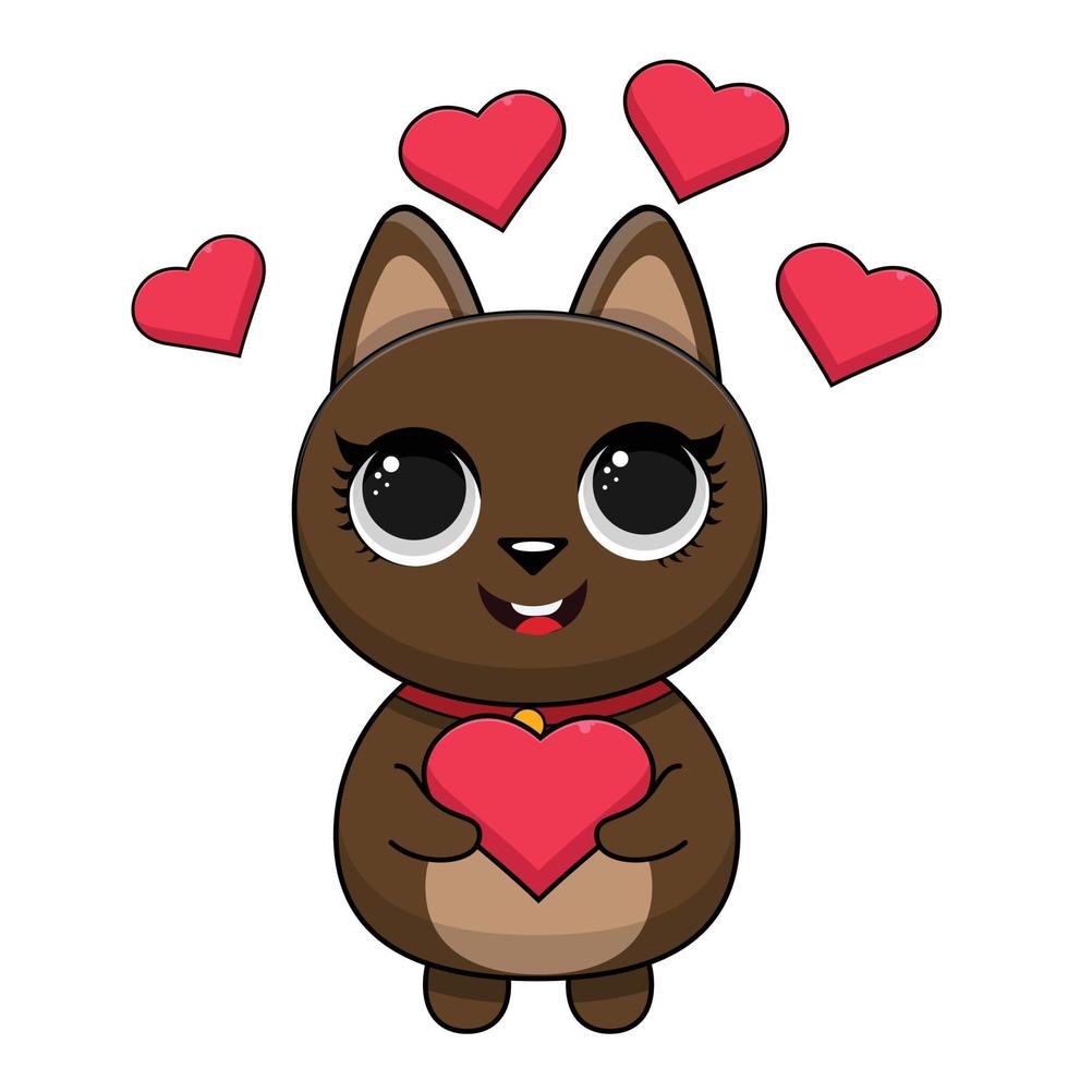 Lindo perro con ilustración de icono de vector de dibujos animados de amor. concepto de icono de naturaleza animal vector premium aislado. estilo de dibujos animados plana