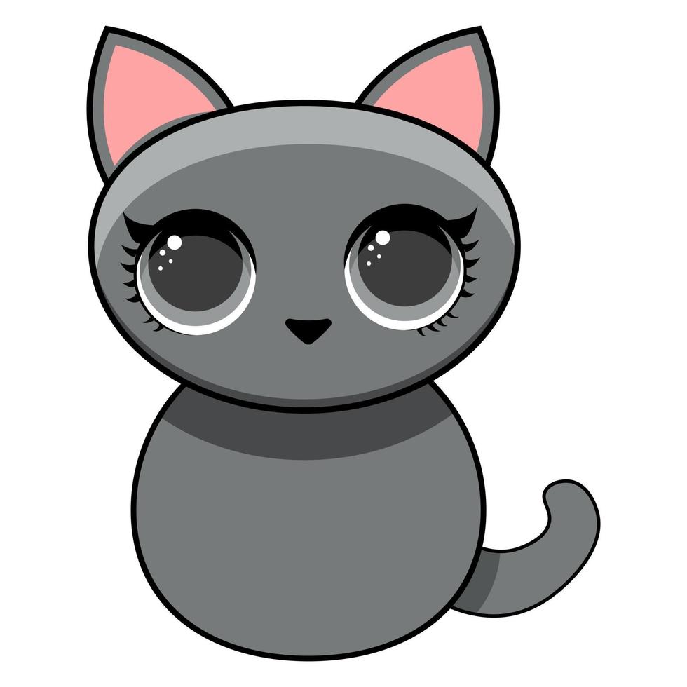 Ilustración de icono de vector de dibujos animados lindo gato. concepto de icono de amor animal vector premium aislado. estilo de dibujos animados plana