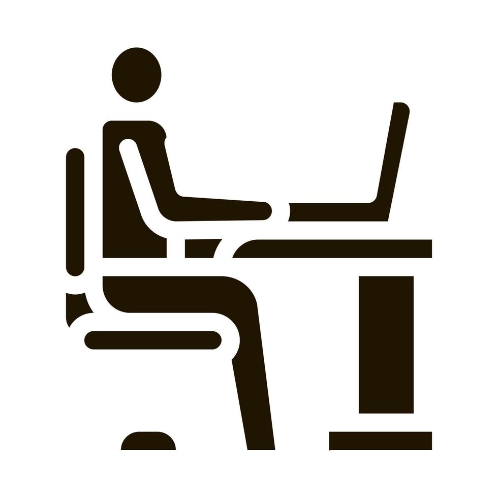 hombre trabajando en oficina icono vector glifo ilustración