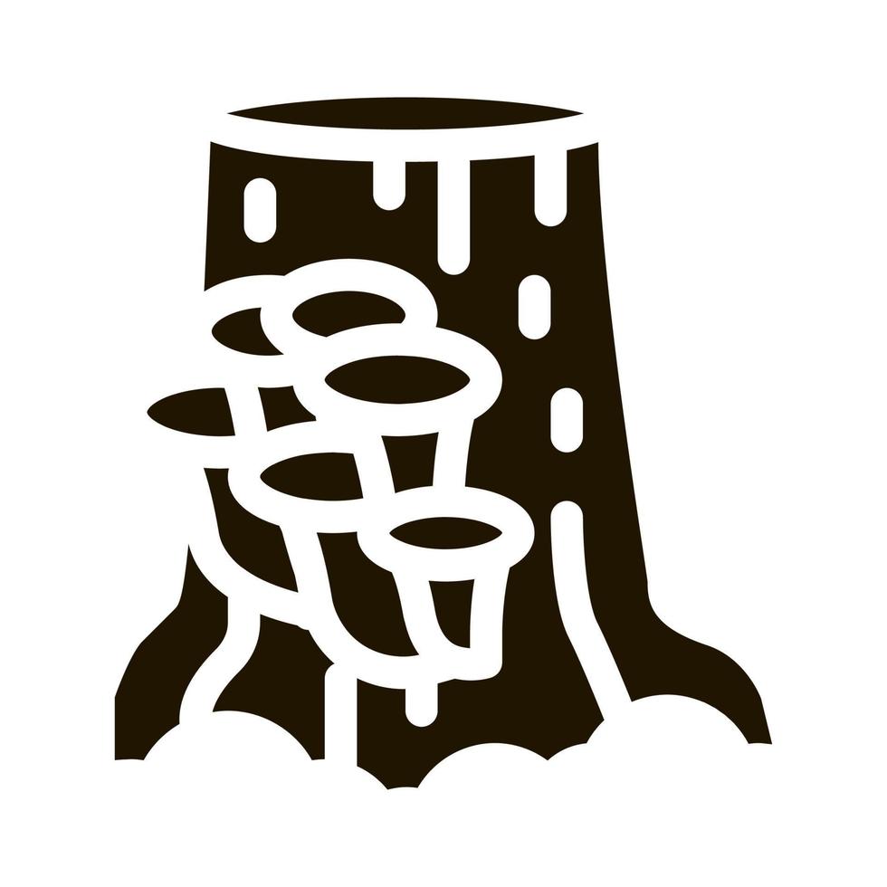 mushroom growing on stump icon Vector Glyph Illustration
