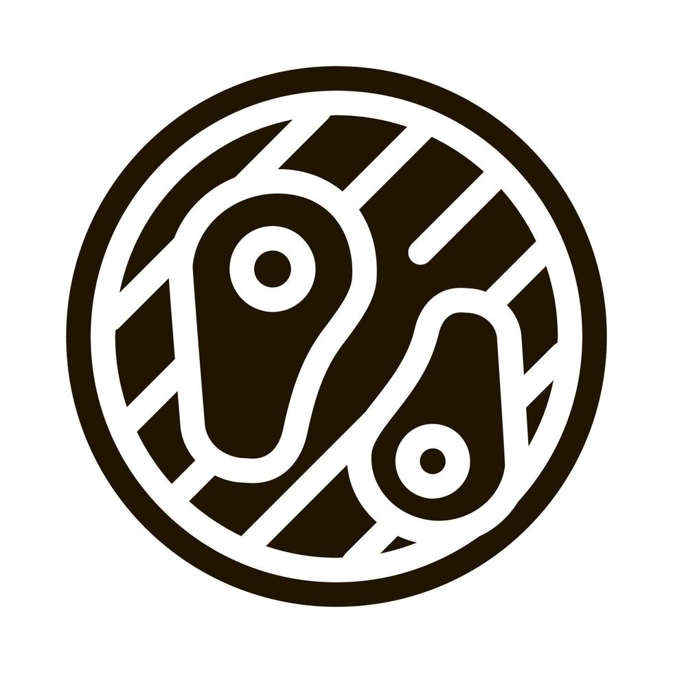 frying meat on bbq icon Vector Glyph Illustration