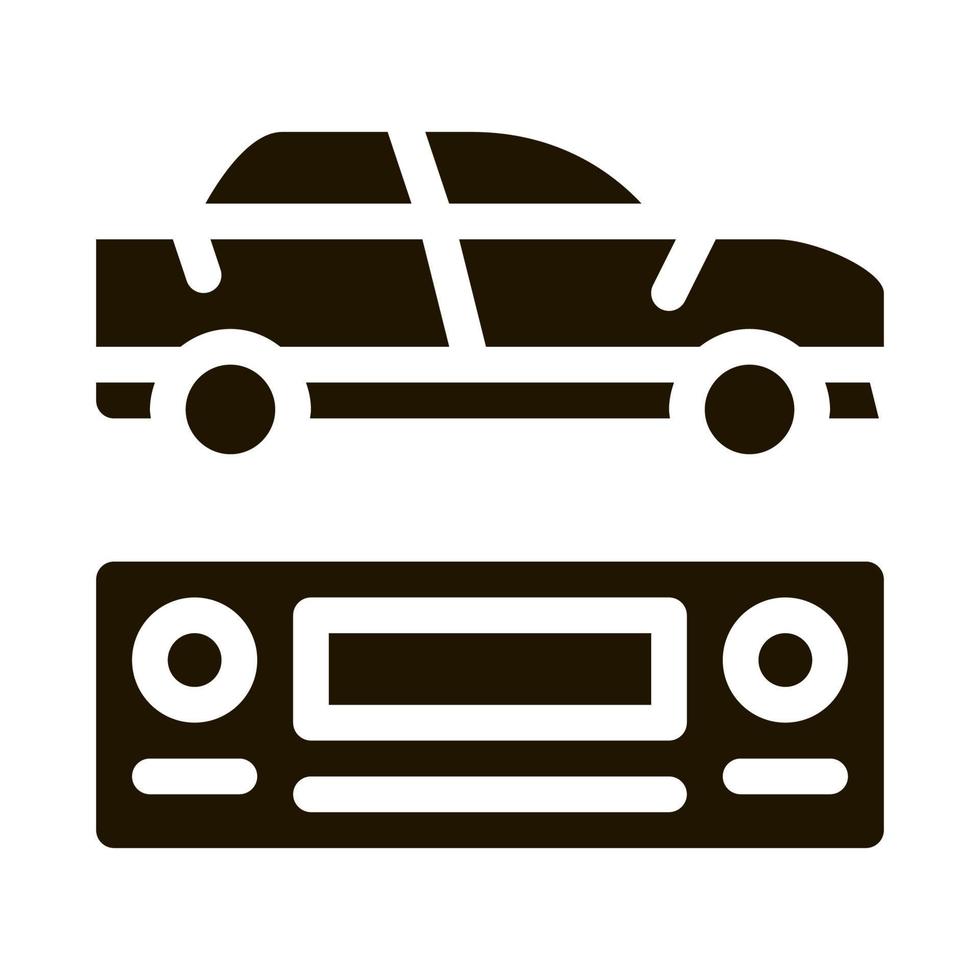 ilustración de glifo de vector de icono de radio de coche