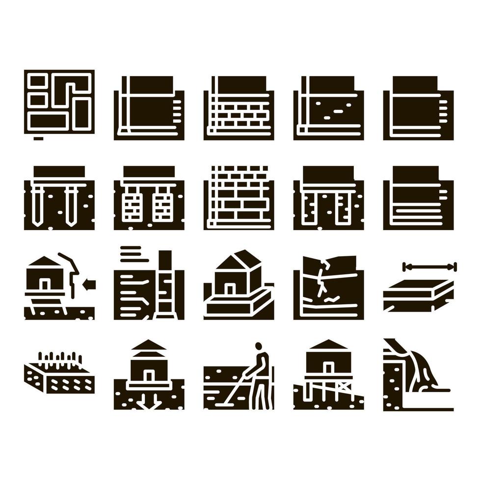 House Foundation Base Glyph Set Vector