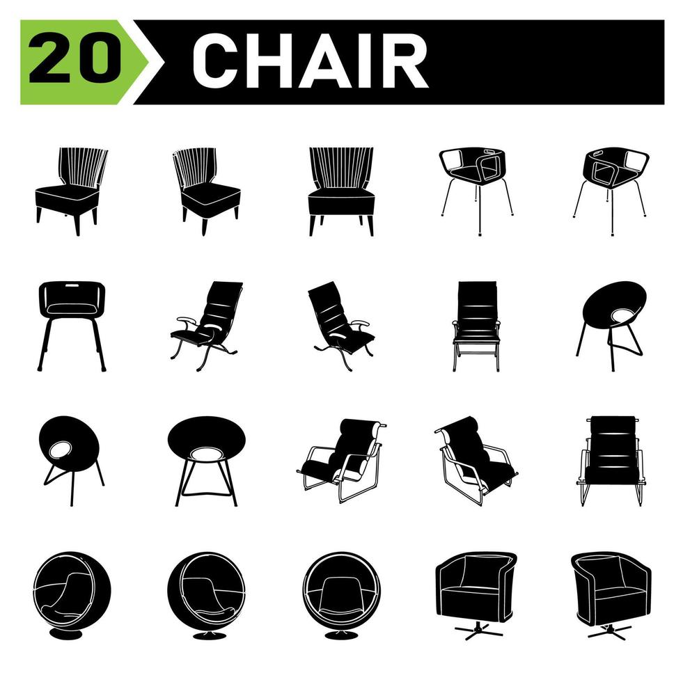 chair icon set include chair, office, modern, armchair, furniture, interior, set, vector, isolated, home, collection, white, seat, comfortable, typing, house, sit, design, business, room, icon vector