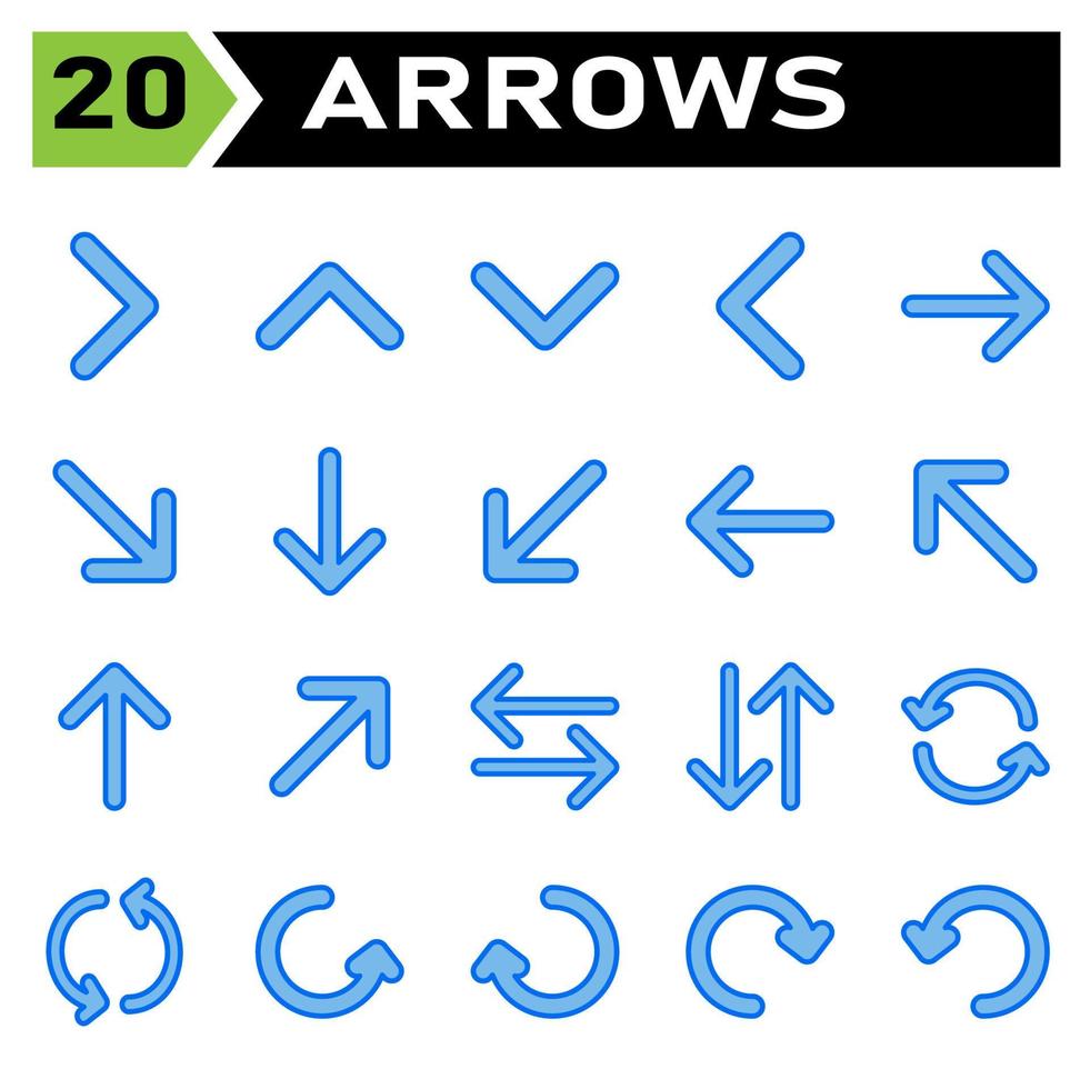 Arrows icon set include arrow, arrows, right, direction, arrow right, up, arrow up, down, arrow down, left, arrow left, transfer, exchange, sync, refresh, synchronize, rotate vector